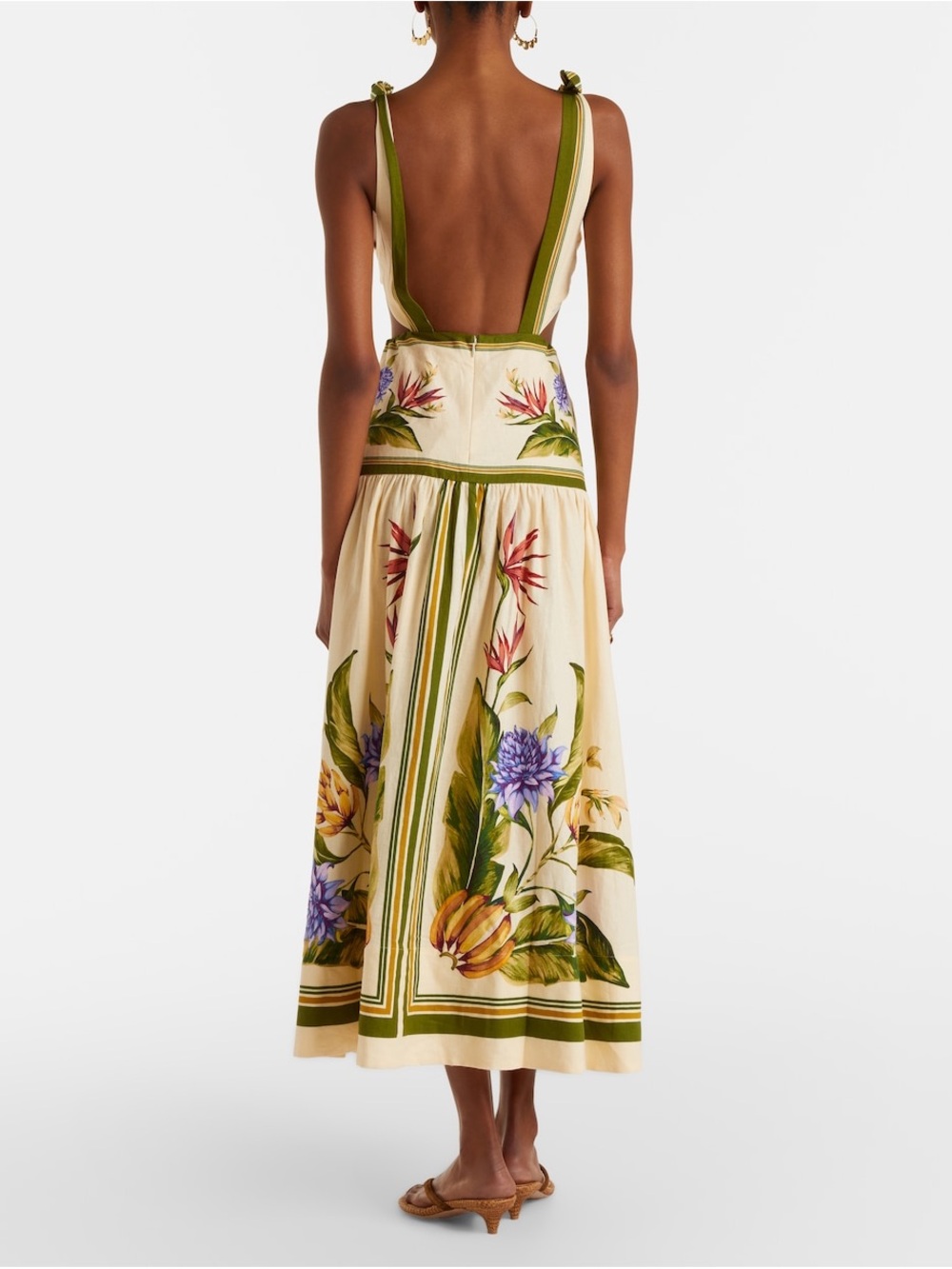FARM Rio Cream Maxi Dress with Green Trim and Floral Print - Picture 3 of 7